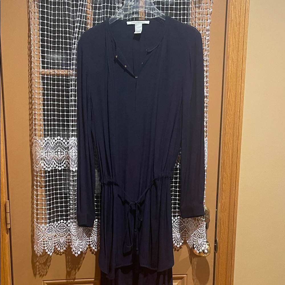 Long Sleeve Dark Purple Drawstring Waist Dress